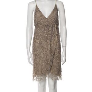 Alice + Olivia Tan Beaded Mini Dress cocktail size xs